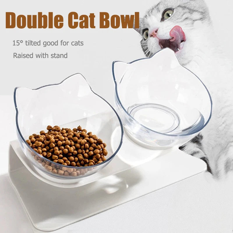 Non-Slip Elevated Double Cat Bowls