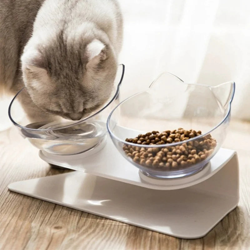 Non-Slip Elevated Double Cat Bowls