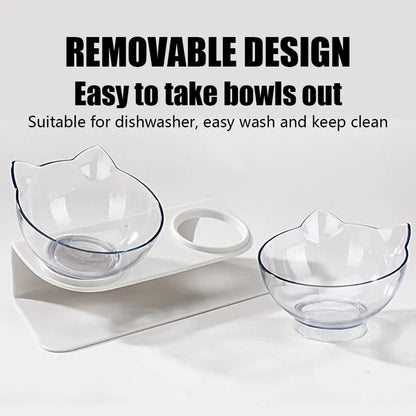 Non-Slip Elevated Double Cat Bowls