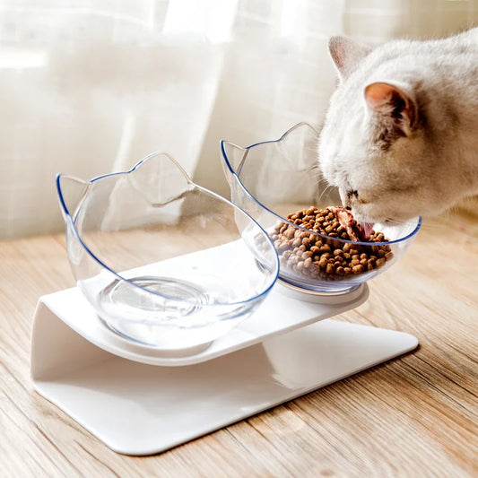 Non-Slip Elevated Double Cat Bowls